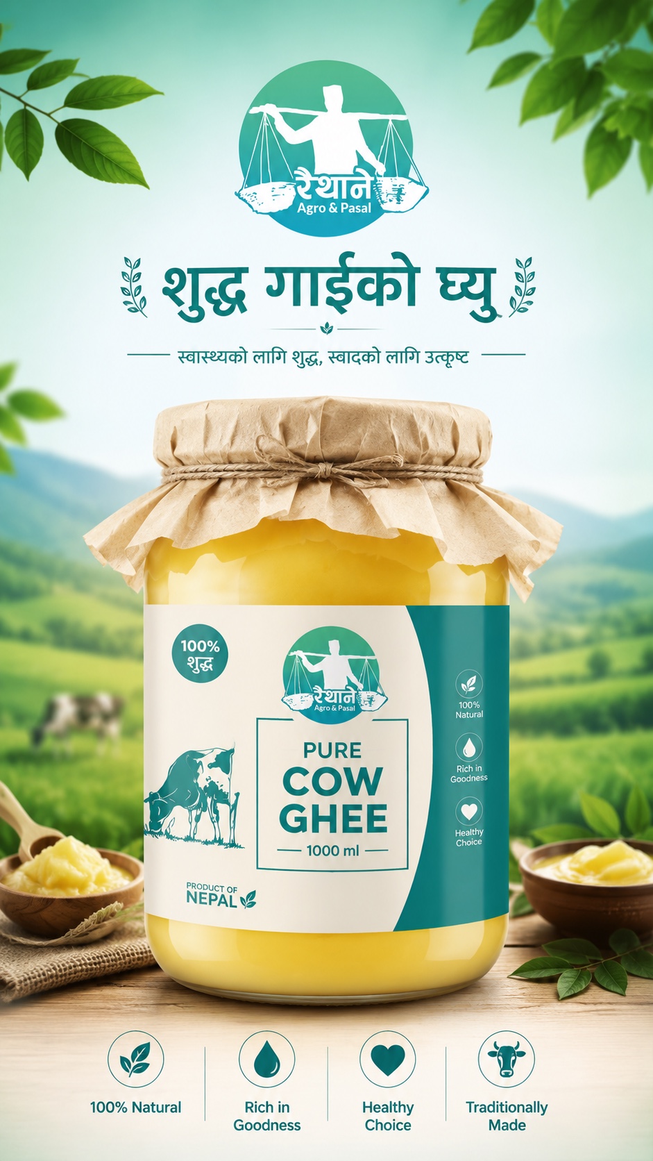 Raithane Pure Cow Ghee package